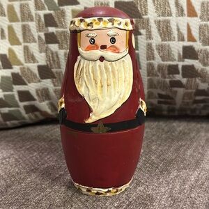 Wooden Santa Ornament Christmas Decorations Russian Doll Style Set Of 3